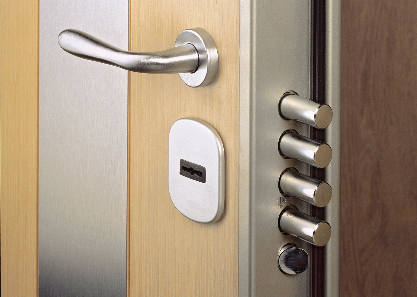 A door with 4 deadbolts